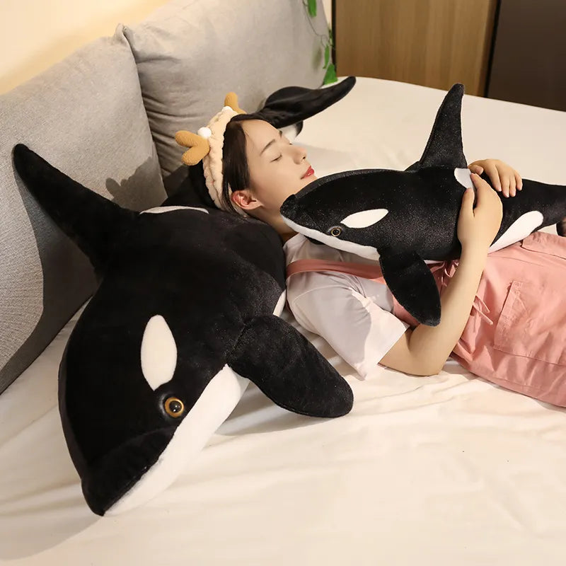 50/75CM Simulation Killer Whale Plush Toys Stuffed Orcinus Orca Fish Doll Shark Cartoon Soft Sleep Pillow Kids Girls Baby Gift