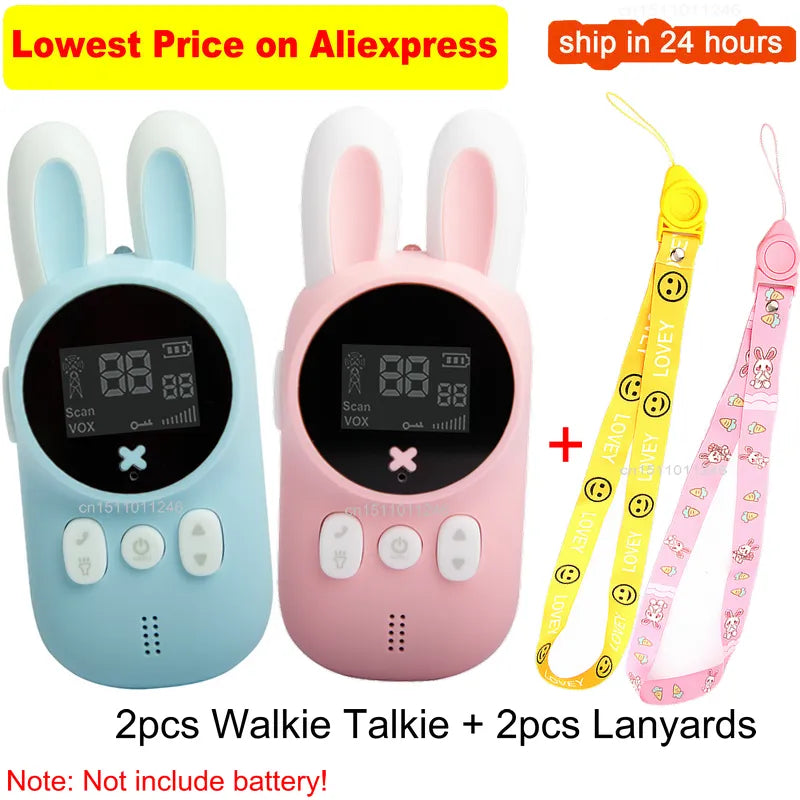 2PCS Children's Walkie Talkie Kids Mini Toys Handheld Transceiver 3KM Range UHF Radio Lanyard Interphone Talkie Walkie Baby Gift