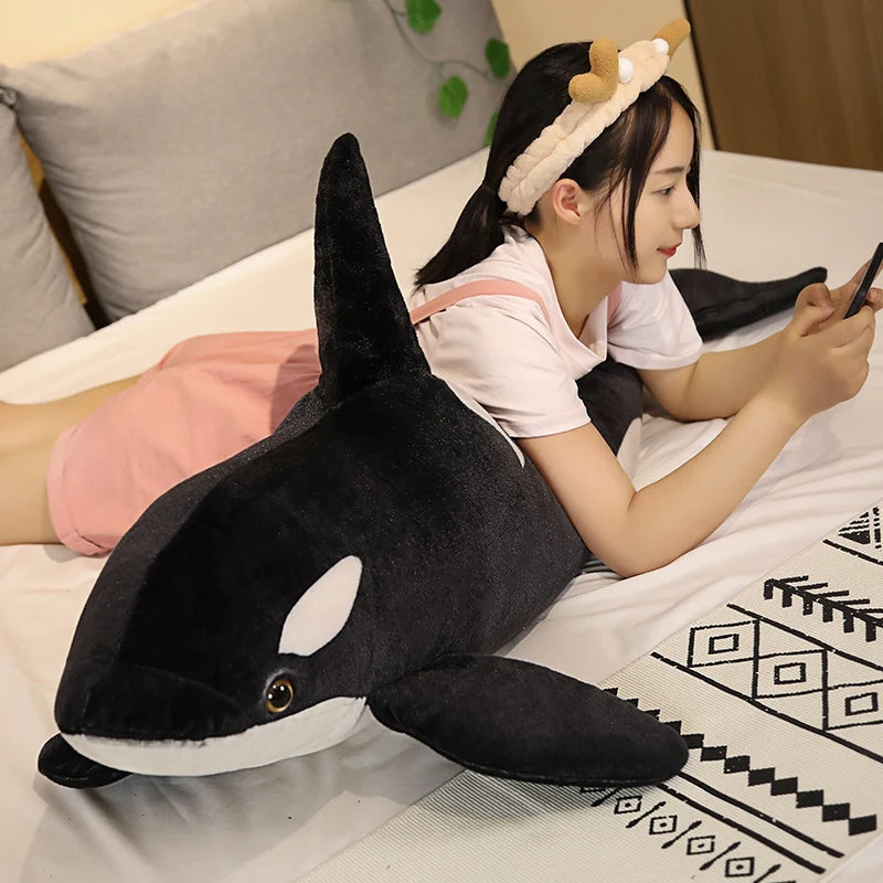 50/75CM Simulation Killer Whale Plush Toys Stuffed Orcinus Orca Fish Doll Shark Cartoon Soft Sleep Pillow Kids Girls Baby Gift