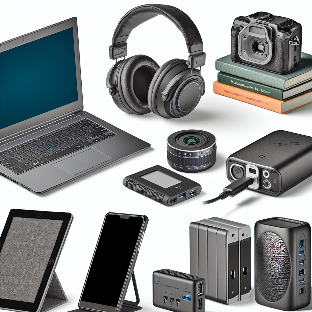 create an image that describes 10 Must-Have Gadgets for Digital Nomadsand make it looks real and Human